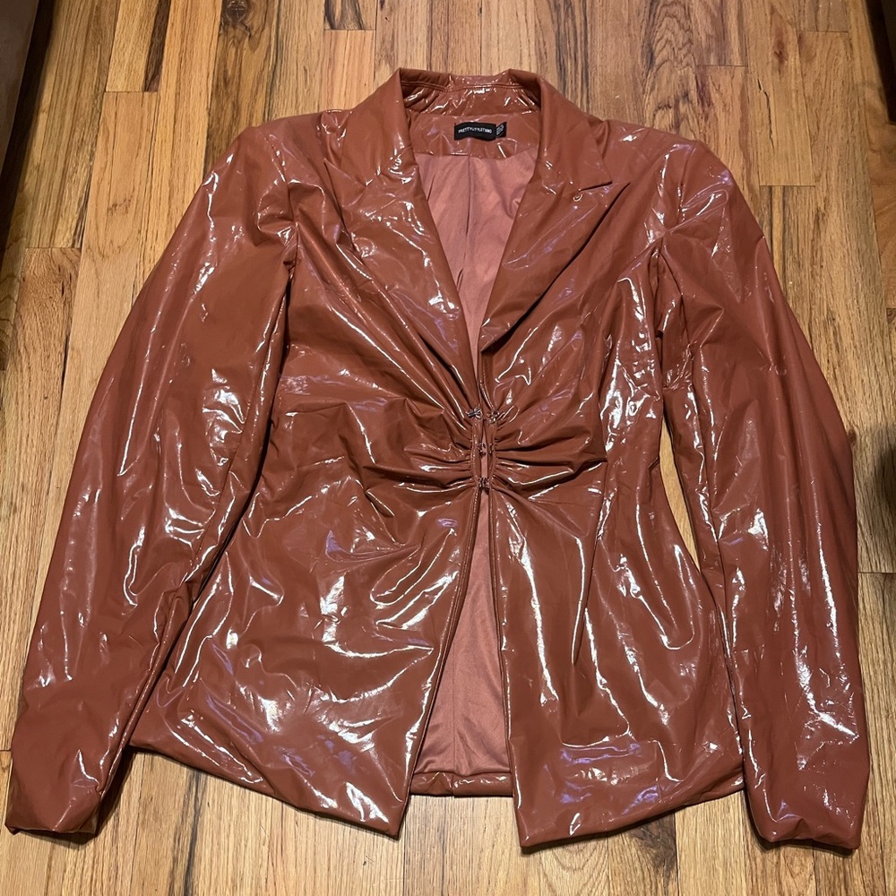 PrettyLittleThing Brown Blazer Jacket Size 8 - Picture 2 of 8